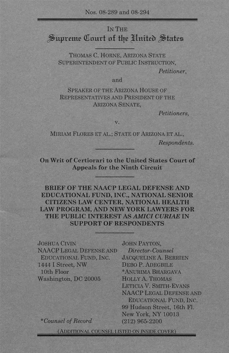 Horne v. Flores Brief Amici Curiae in Support of Respondents preview