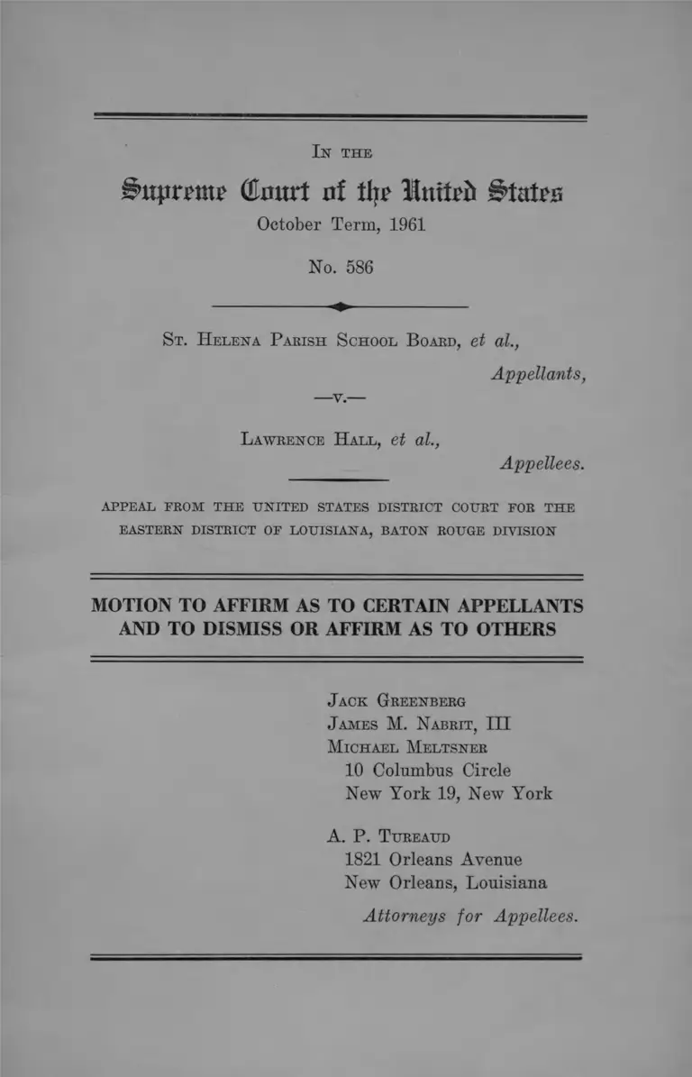 St. Helena Parish School Board v Hall Motion to affirm and Dismiss preview