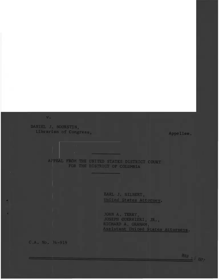 Foster v. Boorstin Brief for Appellee preview