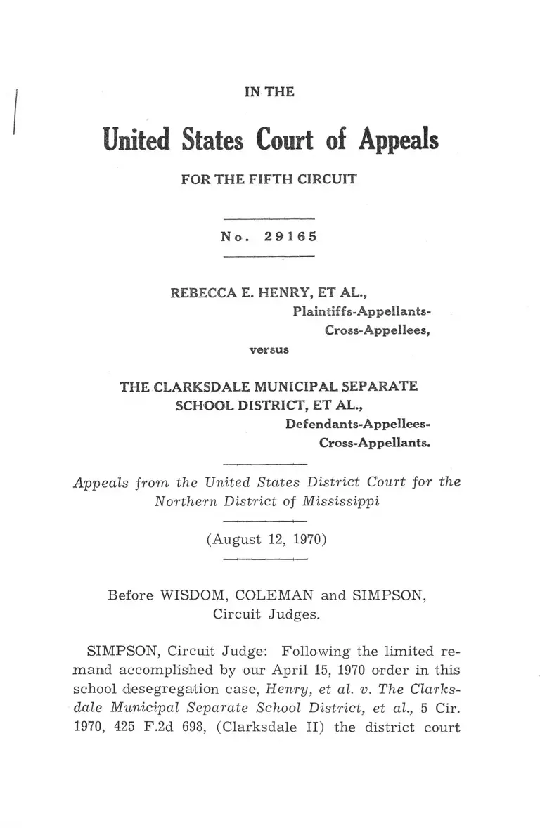 Henry v. Clarksdale Municipal Separate School District Court Opinion preview