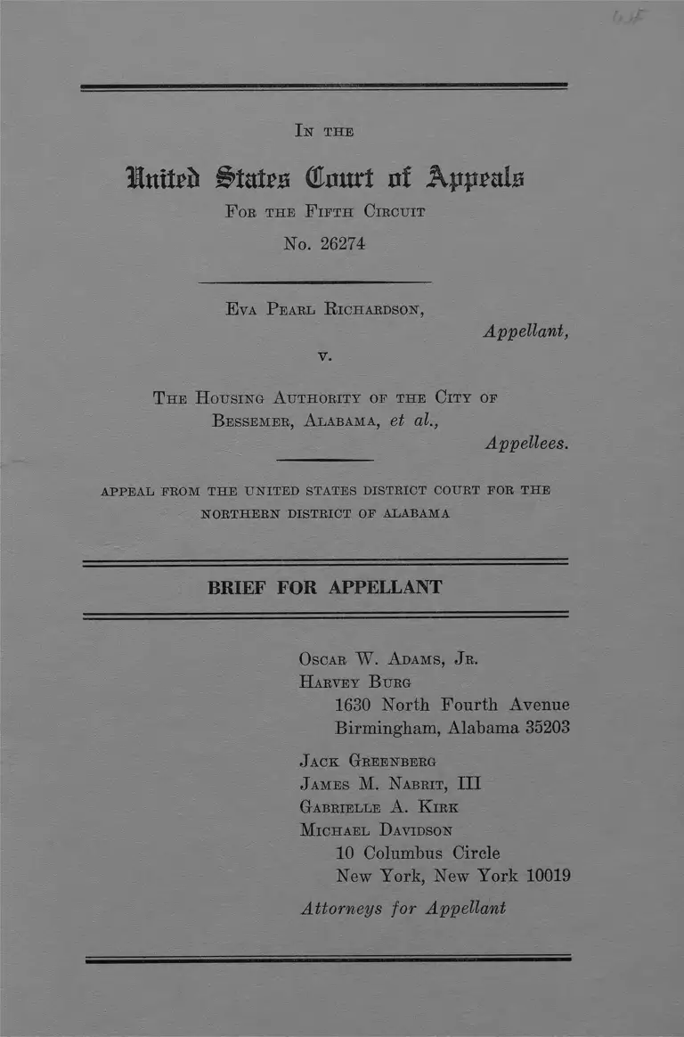 Richardson v The Housing Authority of the City of Bessemer Alabama Brief Appellant preview
