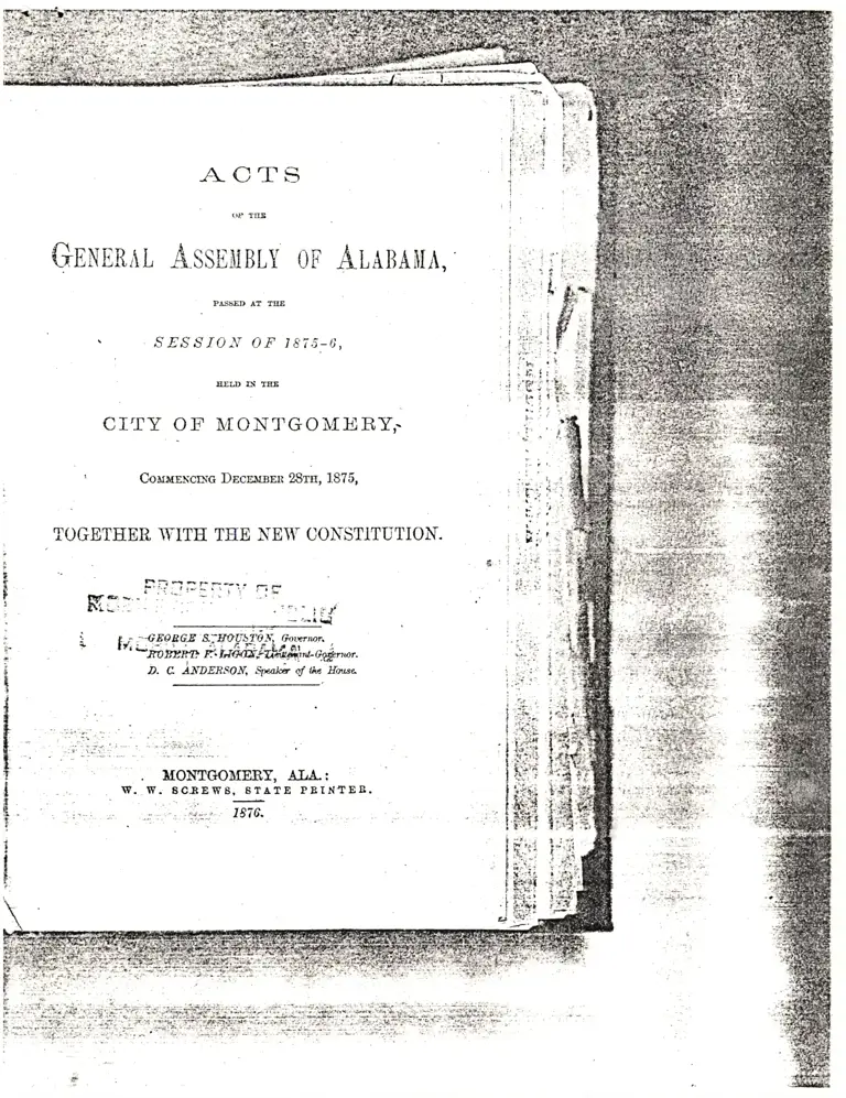 Excerpts from the General Assembly of Alabama Session of 1875-6 preview