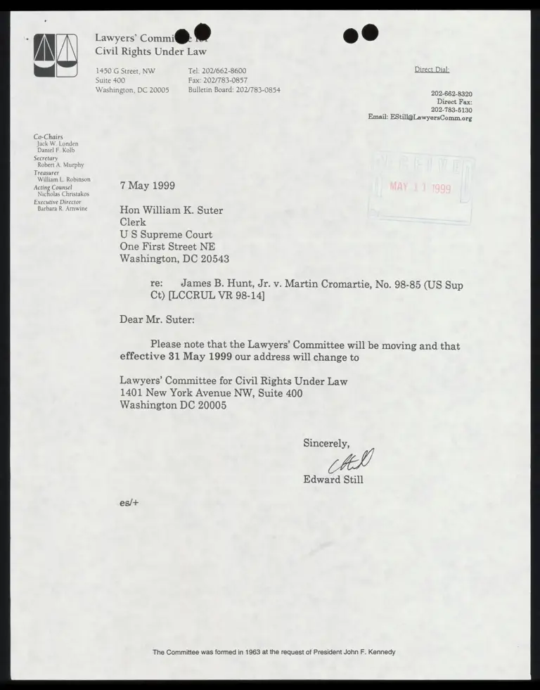 Letter to Court From Still RE Lawyers’ Committee Change of Address preview
