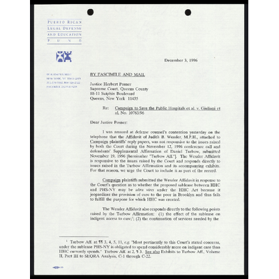 Letter to Justice Posner from Kimerling Re: Affidavits preview
