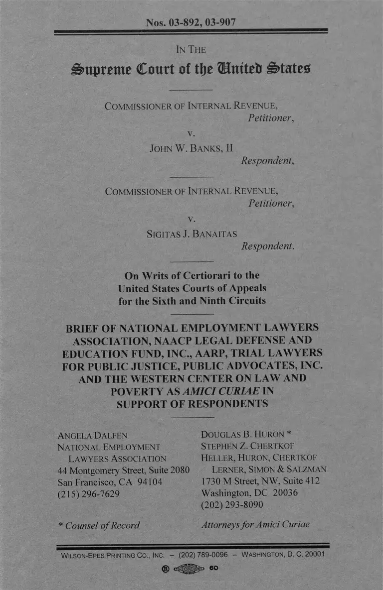 Commissioner of Internal Revenue v. Banks Brief Amici Curiae in Support of Respondents preview