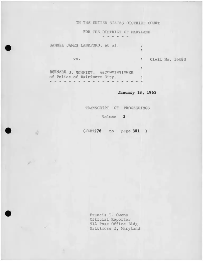 Lankford v. Schmidt Transcript of Proceedings Vol. 3 preview