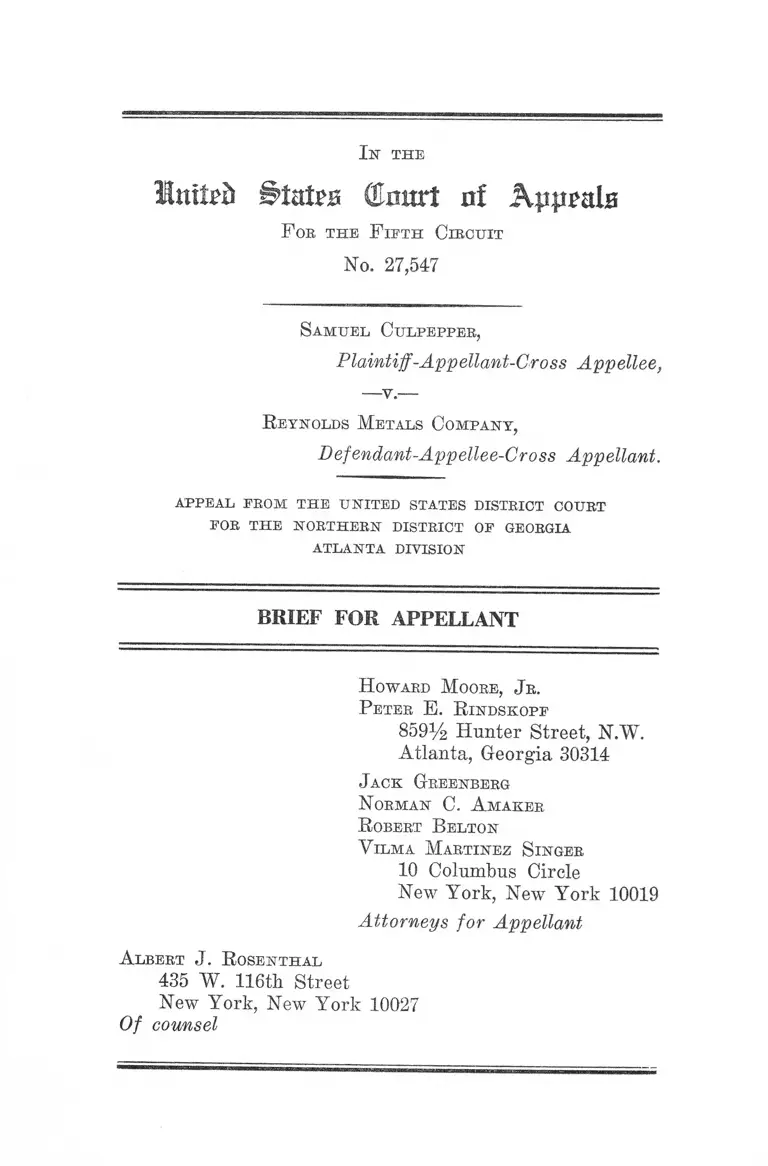 Culpepper v. Reynolds Metals Company Brief for Appellant preview