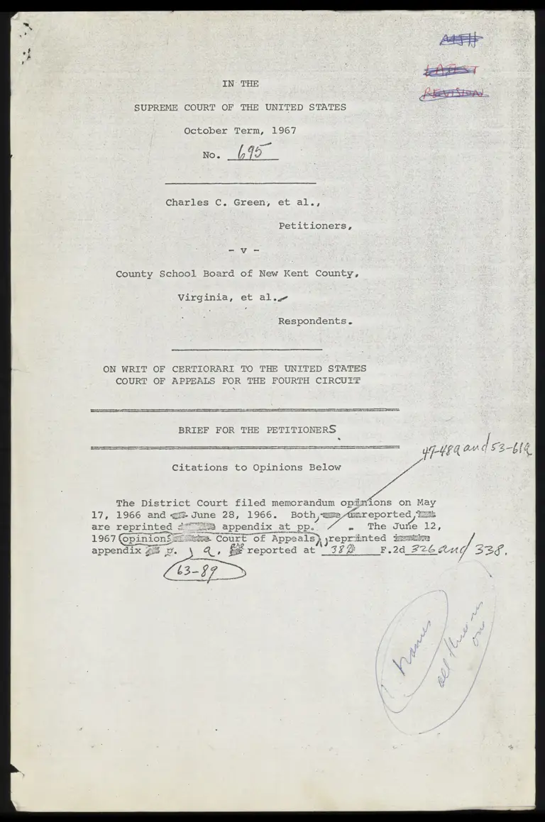 Annotated Draft Brief for the Petitioners Cover Page preview