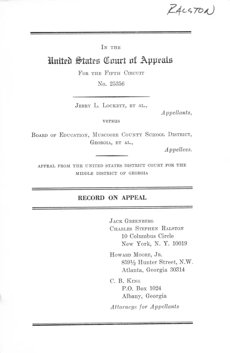 Lockett v. The Board of Education of Muscogee County School District Record on Appeal preview