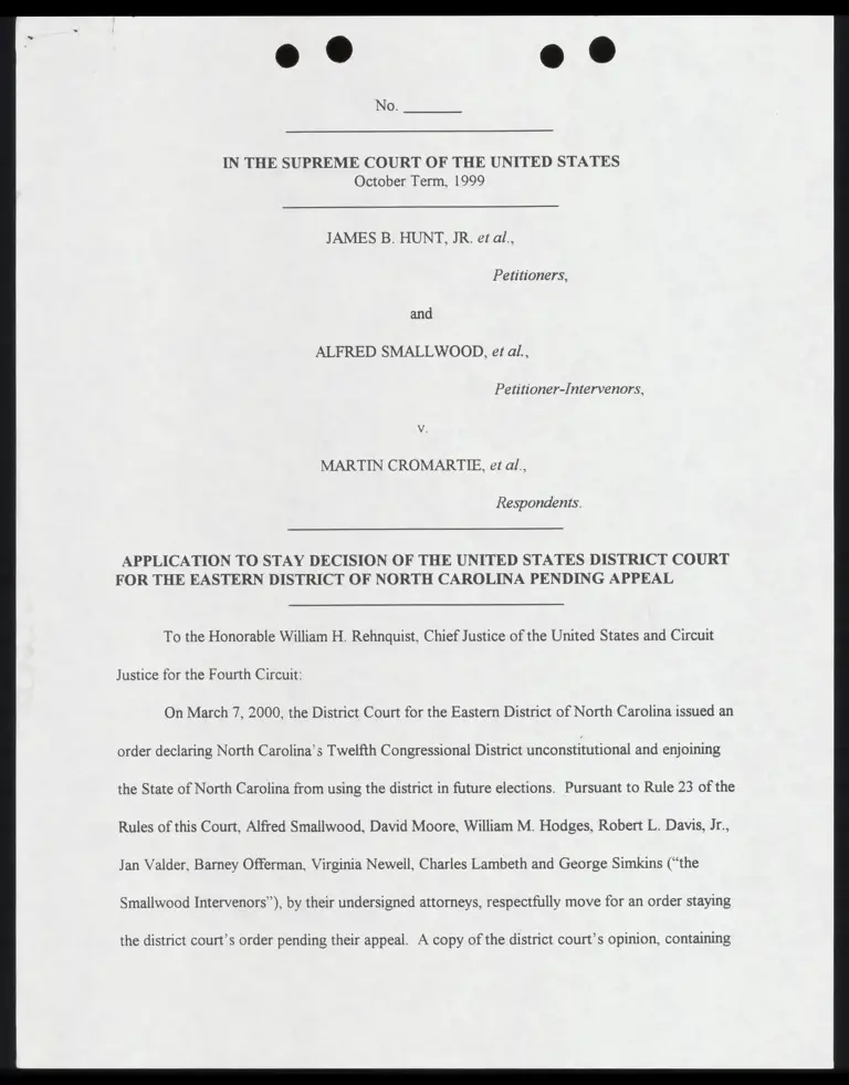 Application to Stay Decision of the Court Pending Appeal; Appendix to Application to Stay preview