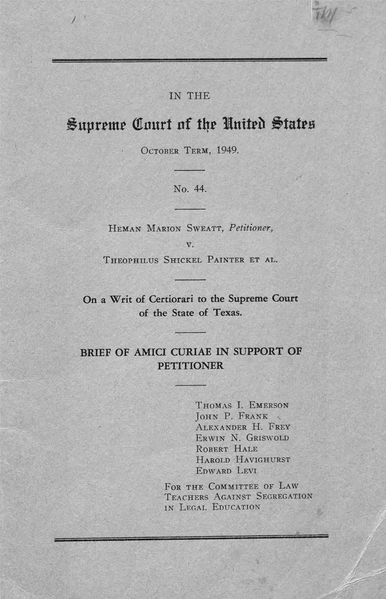 Sweatt v. Painter Brief Amici Curiae in Support of Petitioner preview