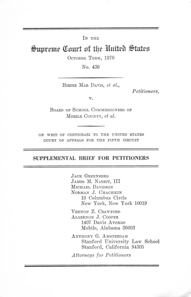 Davis v. Mobile County Board of School Commissioners Supplemental Brief for Petitioners preview