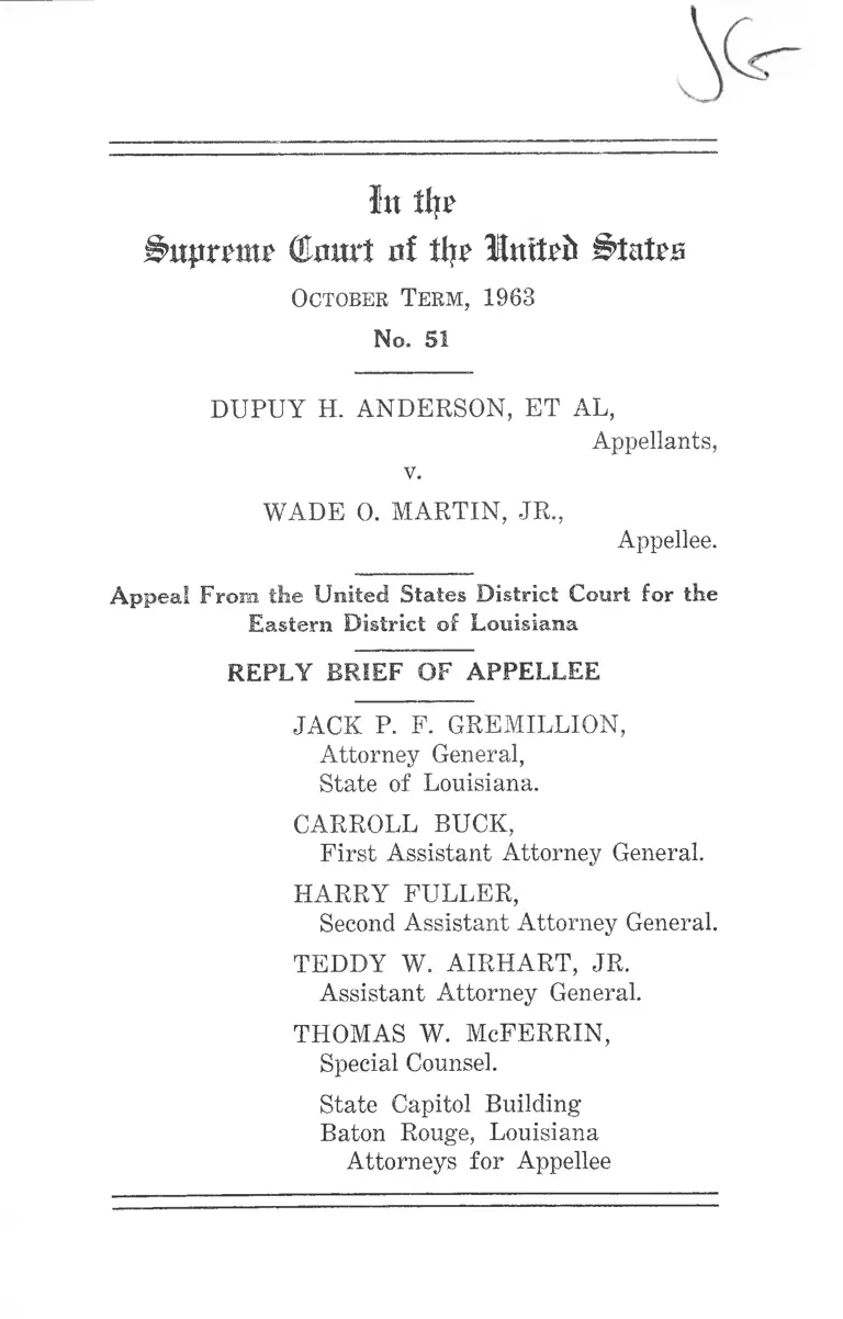 Anderson v. Martin Reply Brief of Appellee preview