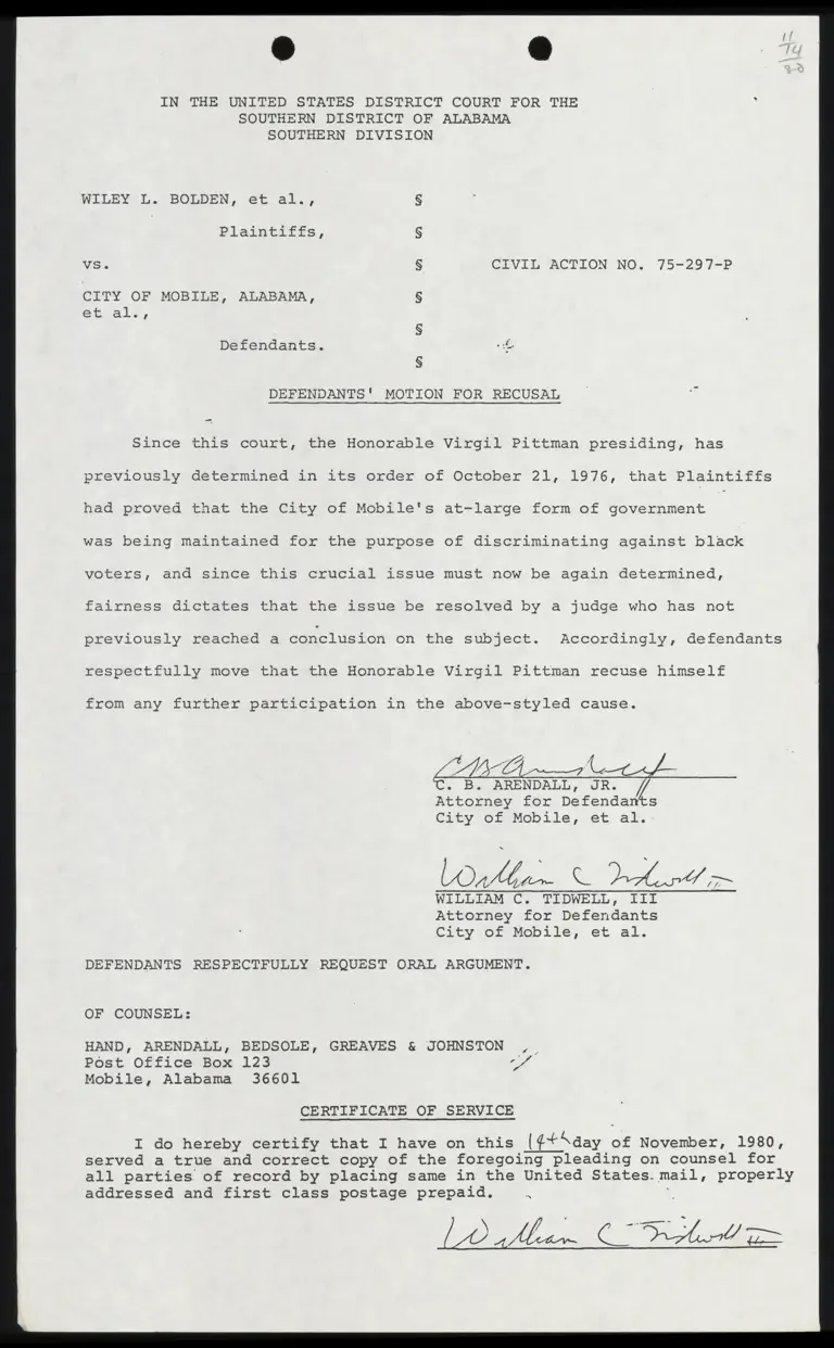 Defendants' Motion for Recusal preview