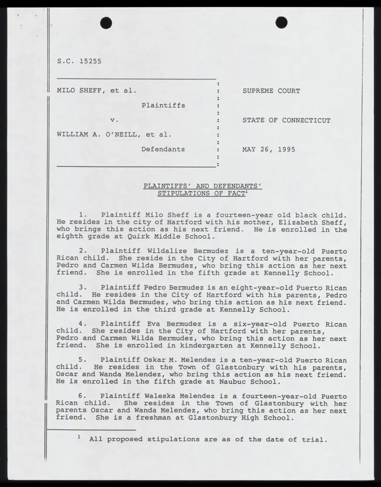 Plaintiffs' and Defendants' Stipulation of Fact preview