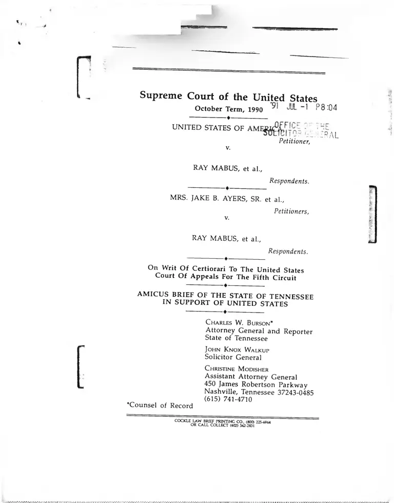 United States v. Mabus Brief Amicus Curiae in Support of Petitioner preview