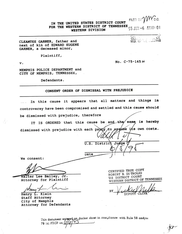 Consent Order of Dismissal with Prejudice preview