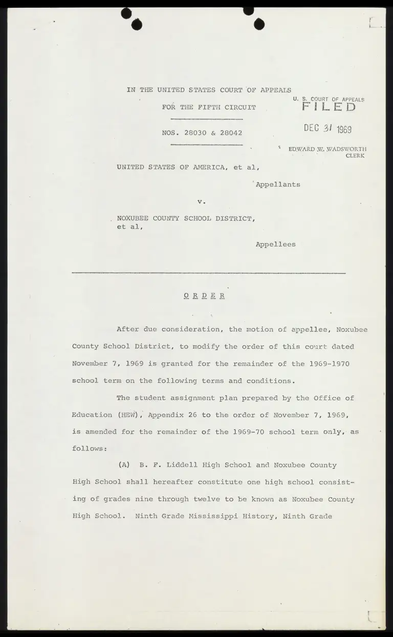 US v. Noxubee County School District Order preview