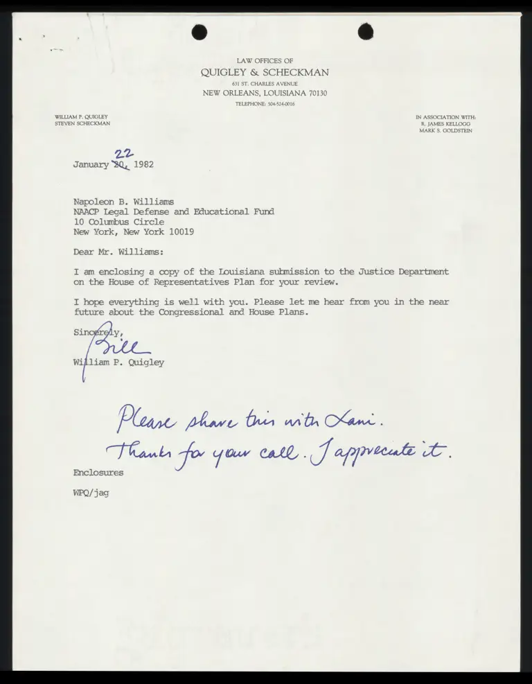 Louisiana House of Rep's submission to Justice Dept w/cover letters preview