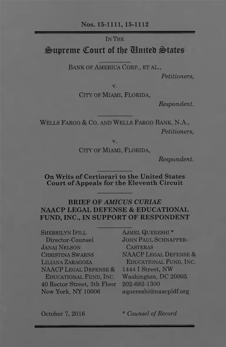 Bank of America Corp. v. City of Miami, Florida Brief of Amicus Curiae NAACP Legal Defense & Educational Fund in Support of Respondent preview
