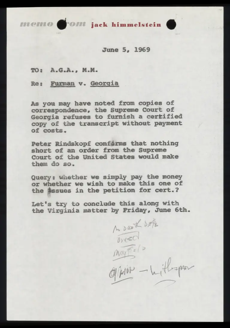 Memo from Himmelstein to Amsterdam and Meltsner preview