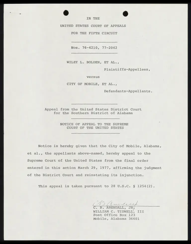 Notice of Appeal to the Supreme Court of the United States preview