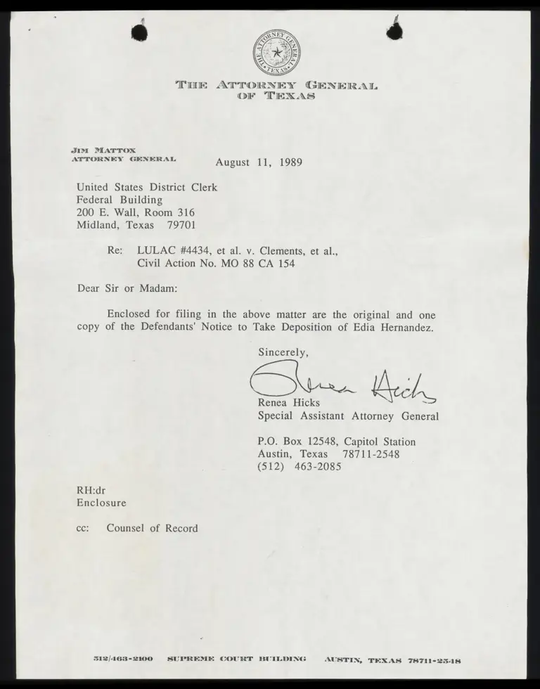 Notice to Take Deposition for Edia Hernandez preview