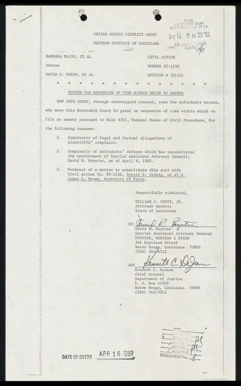 Motion For Extension of Time Within Which to Answer preview