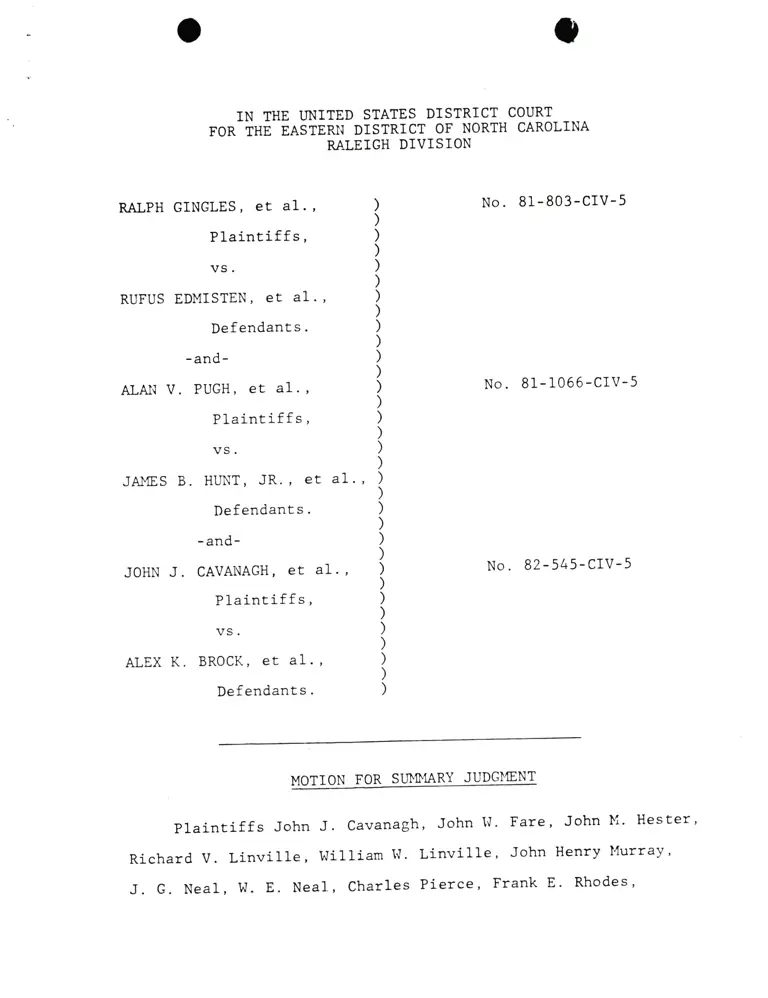 Motion for Summary Judgement; Memorandum Supporting Plaintiffs' Motion for Summary Judgement Under Rule 56 preview