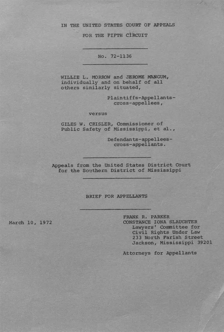 Morrow v. Crisler Brief for Appellants preview
