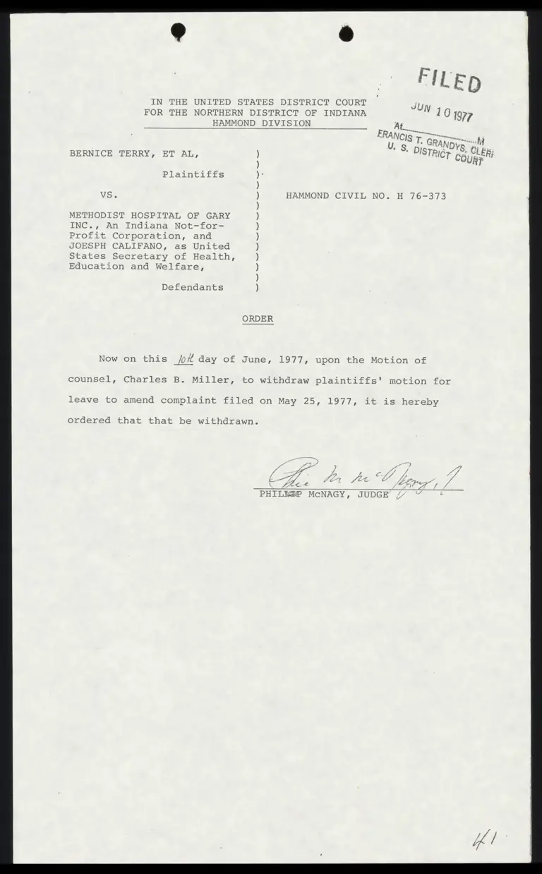 Order to Withdraw Motion preview