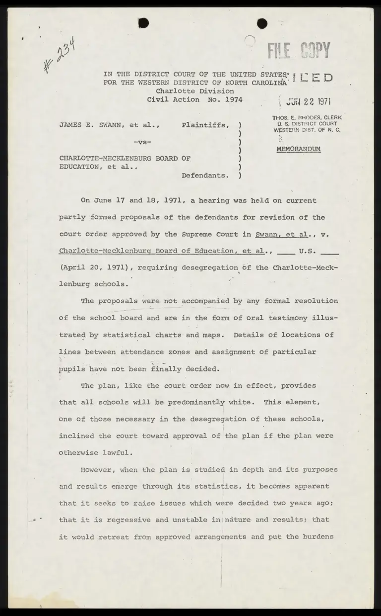 Memorandum on Issues with Desegregation Plan preview
