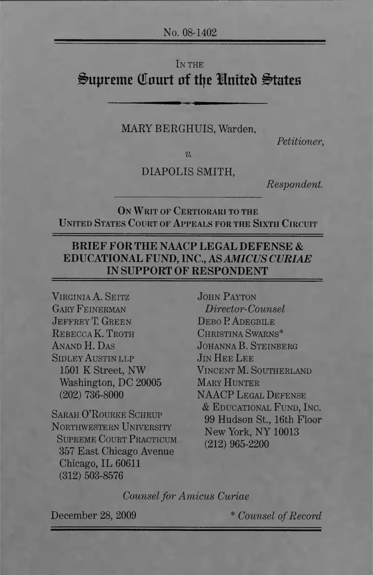 Berghuis v. Smith Brief for the NAACP Legal Defense & Educational Fund as Amicus Curiae in Support of Respondent preview