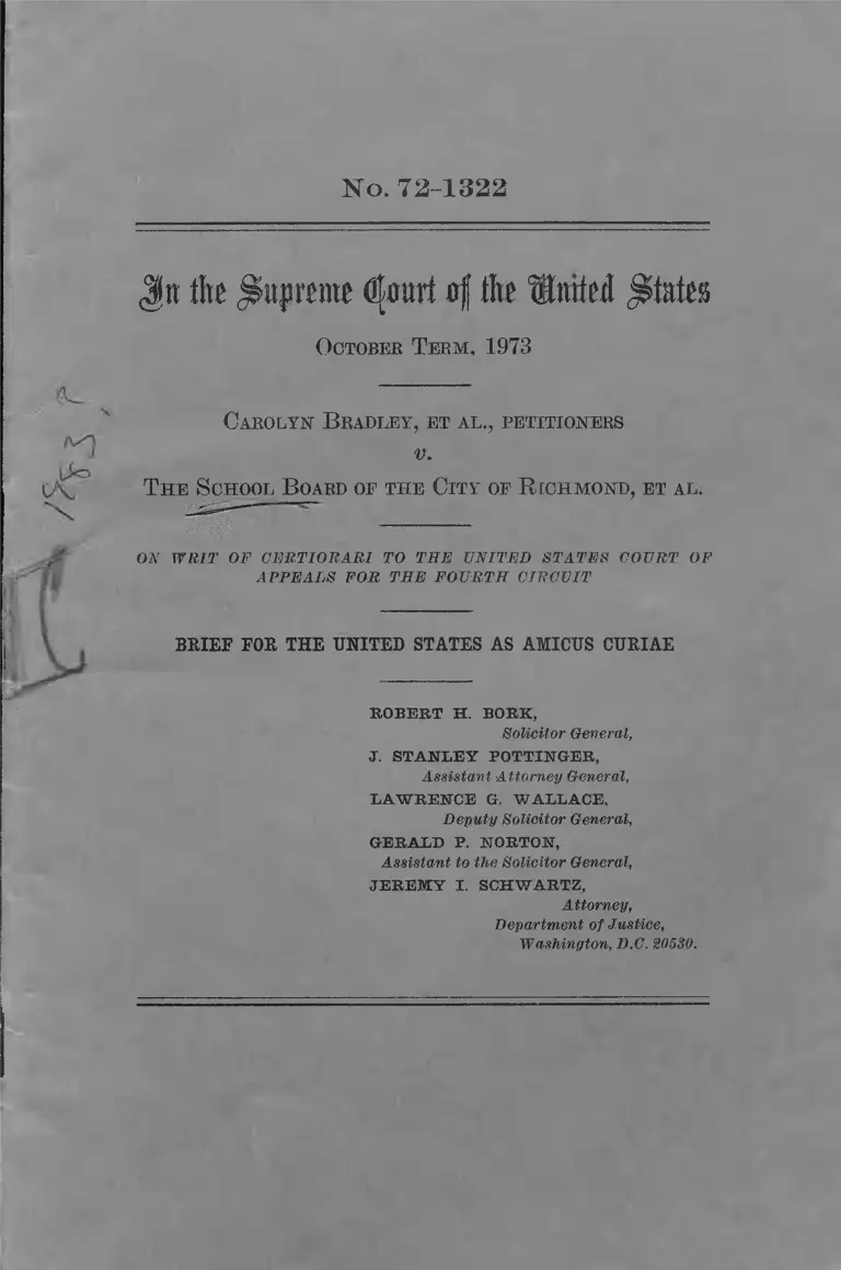 Bradley v. School Board of the City of Richmond Brief for the United States as Amicus Curiae preview
