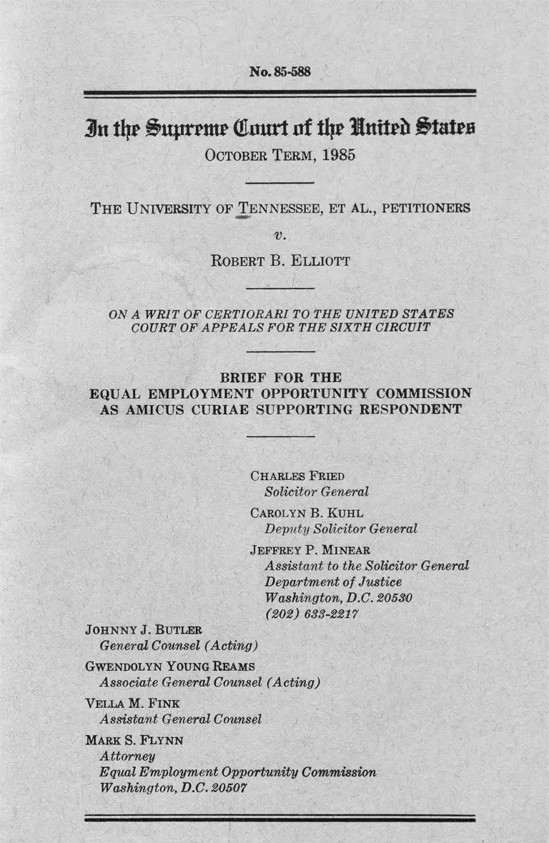 University of Tennessee v. Elliott Brief Amicus Curiae in Support of Respondent preview