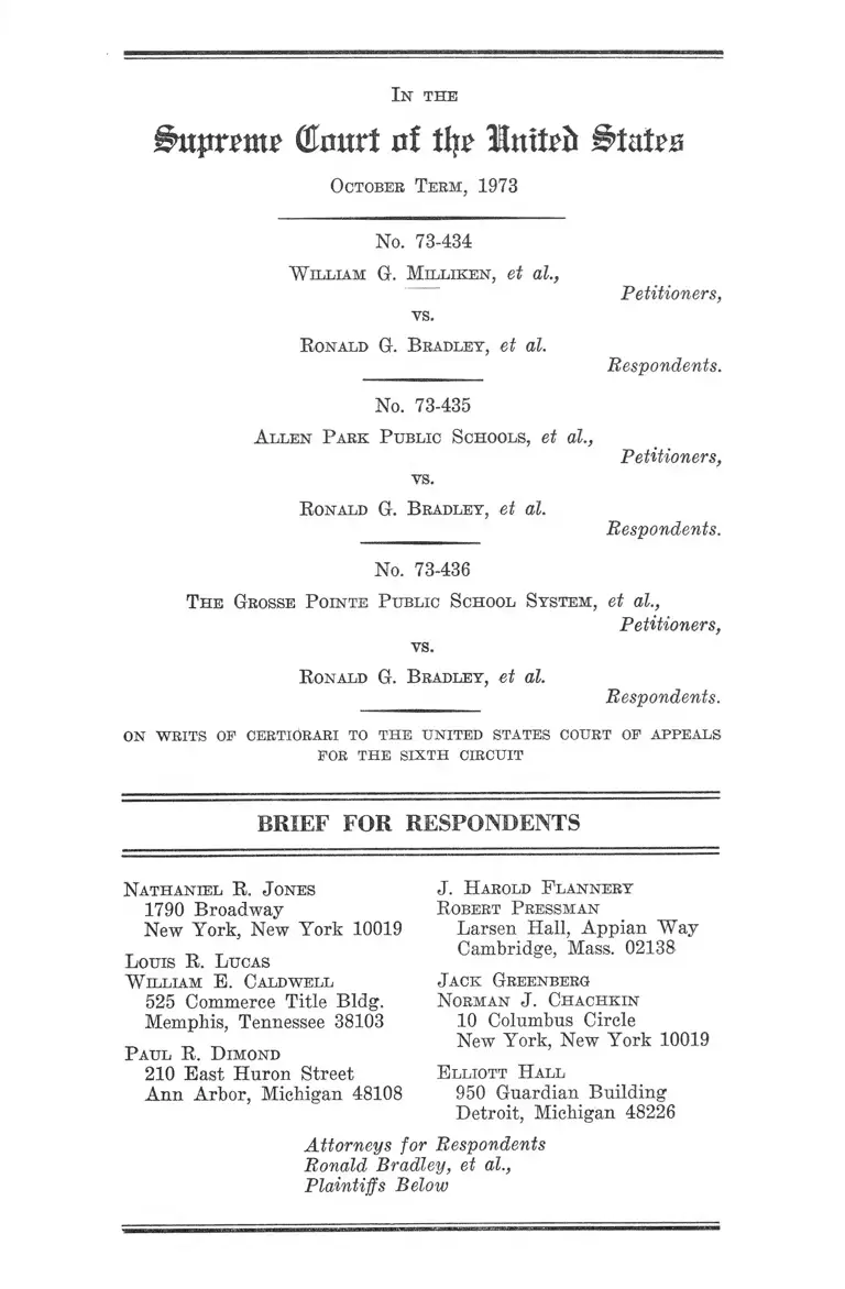 Milliken v. Bradley Brief for Respondents preview