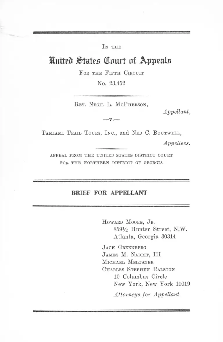 McPherson v. Tamiami Trail Tours, Inc. Brief for Appellant preview