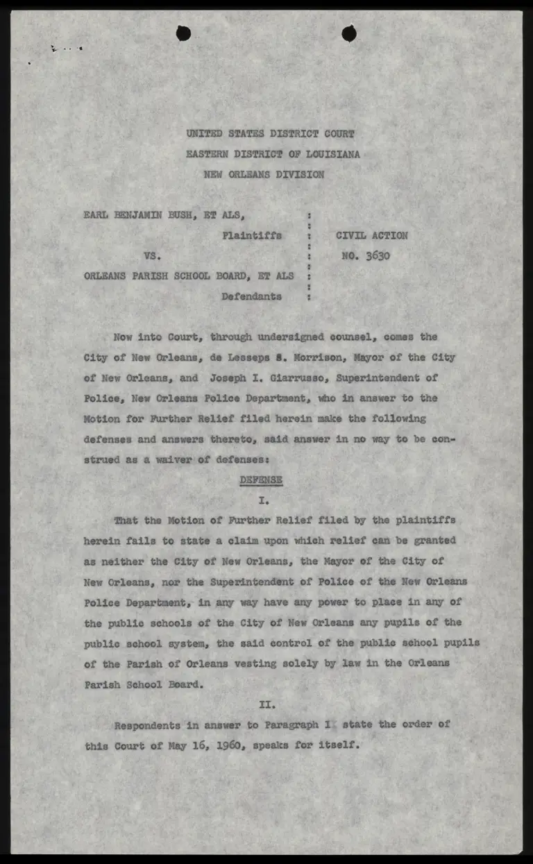 Answer; Affidavit of Ernest L. Salatich; Memorandum of Authorities in Support of Motion to Dismiss preview