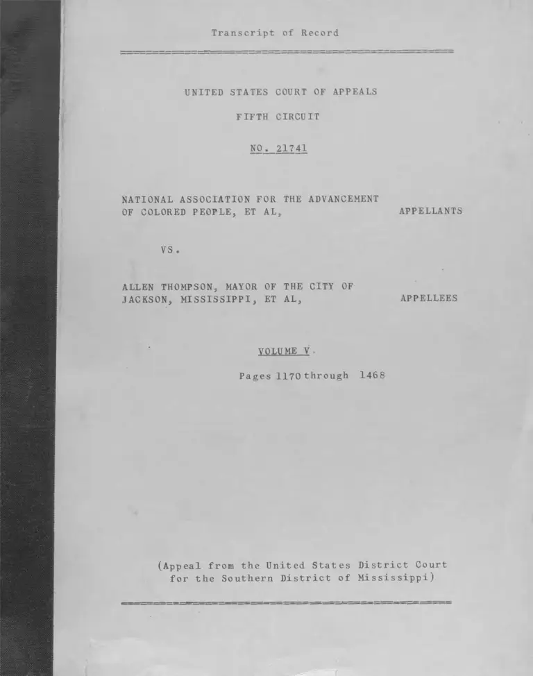 NAACP v. Thompson Transcript of Record Vol. V preview