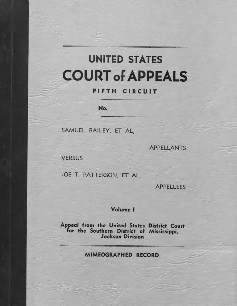 Bailey v. Patterson Mimeographed Record Vol. I preview