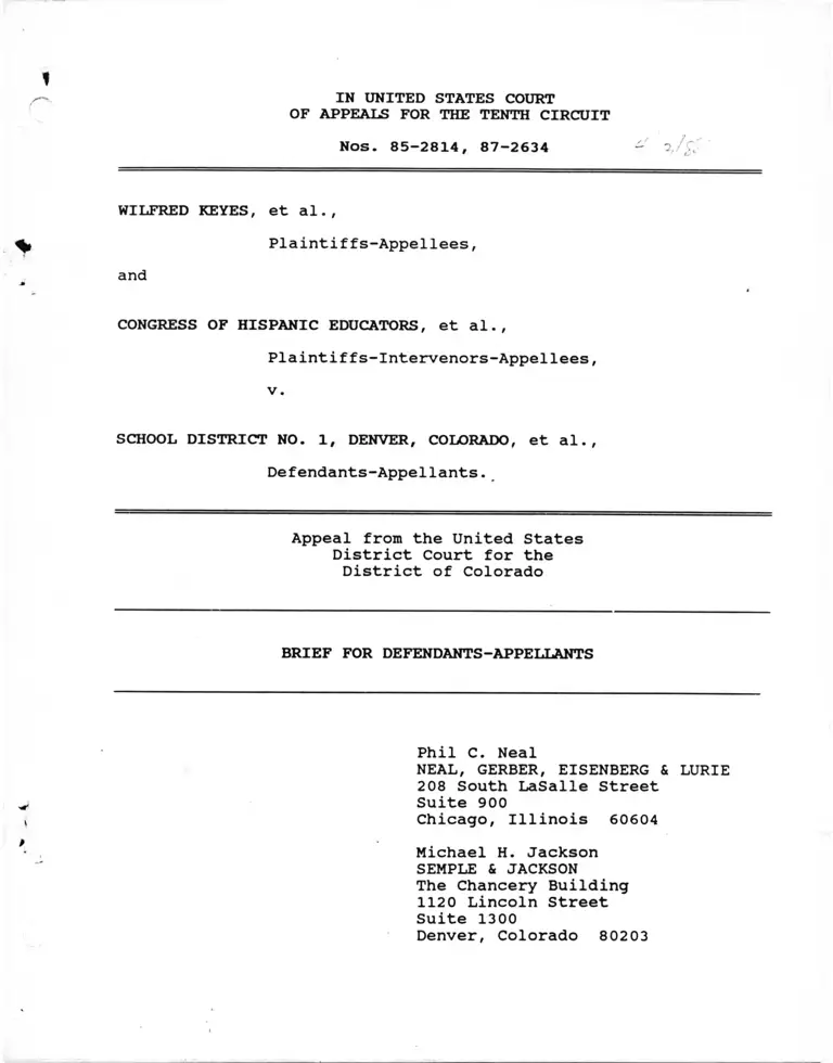Keyes v. School District No. 1 Denver, CO. Brief for Defendants-Appellants preview