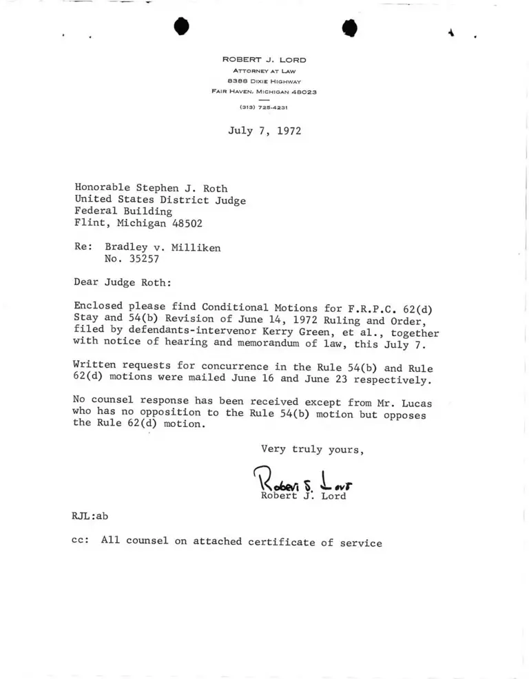 Notice of Hearing; Conditional Motions for F.R.C.P. 62(d) Stay and 54(b) Revision of June 14, 1972 Ruling and Order preview