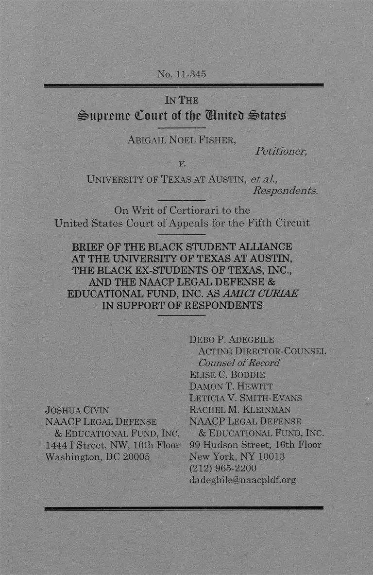 Fisher v. University of Texas at Austin Brief Amici Curiae in Support of Respondents preview