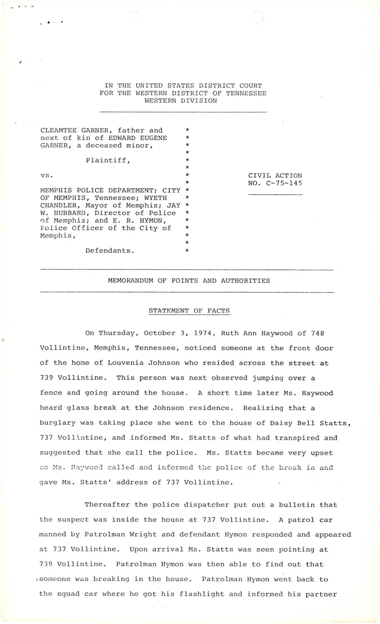 Memorandum of Points and Authorities preview