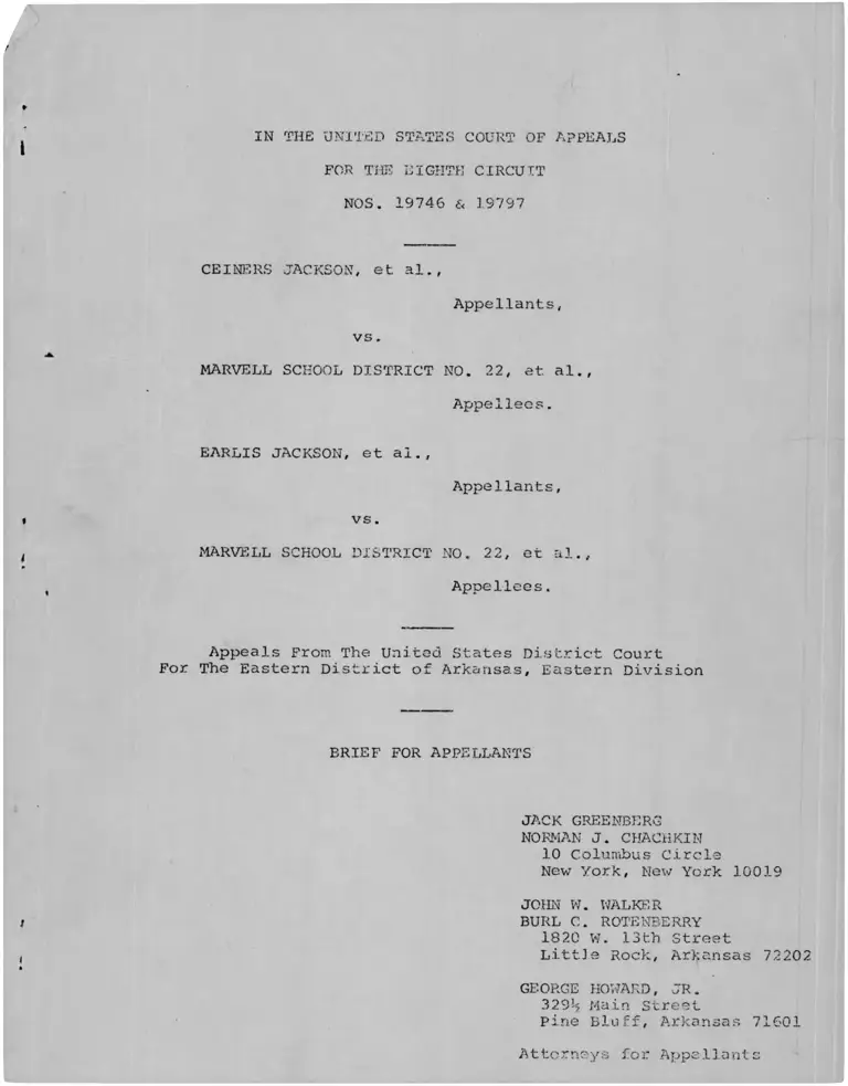 Jackson v. Marvell School District Brief for Appellants preview
