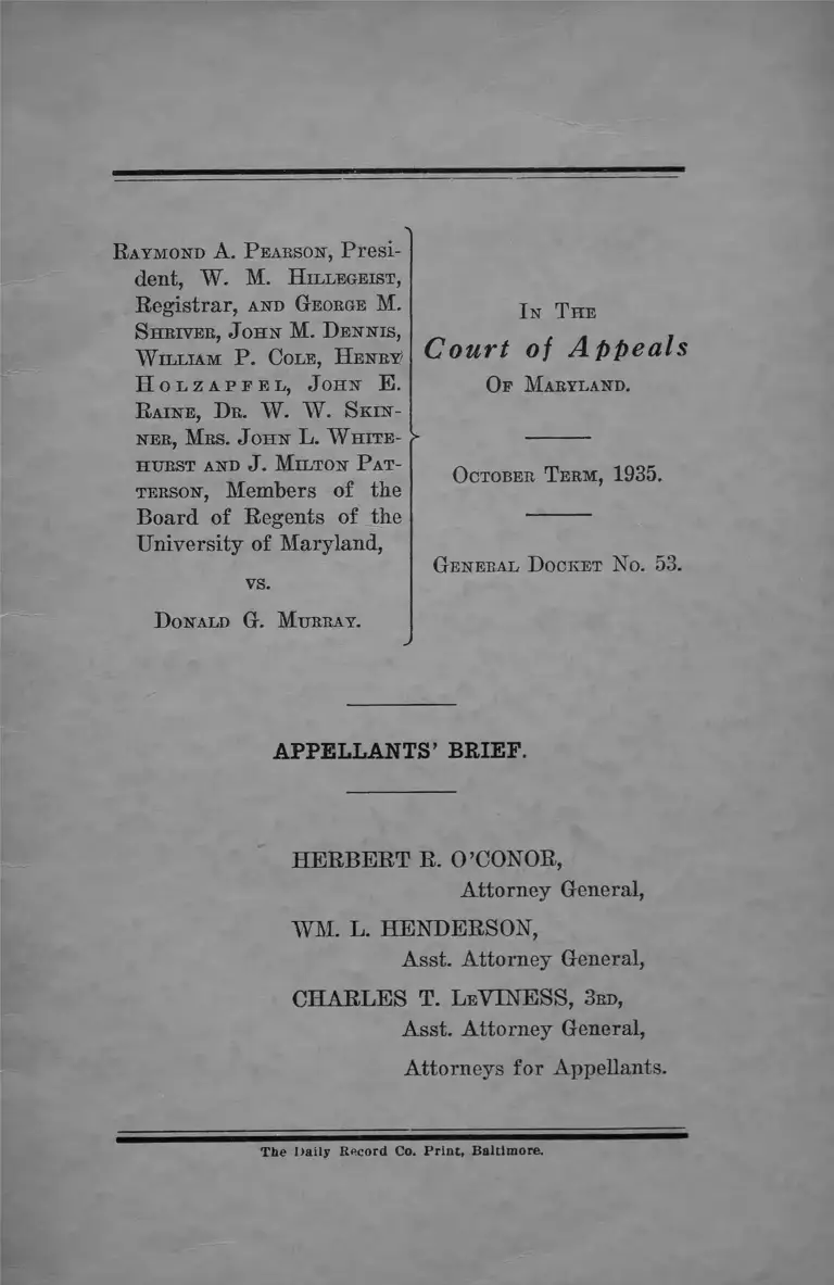 Pearson v. Murray Appellants' Brief preview
