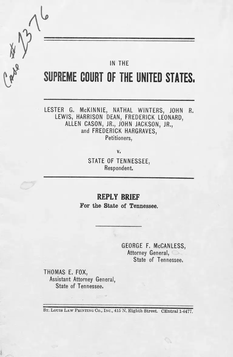 McKinnie v. Tennessee Reply Brief preview