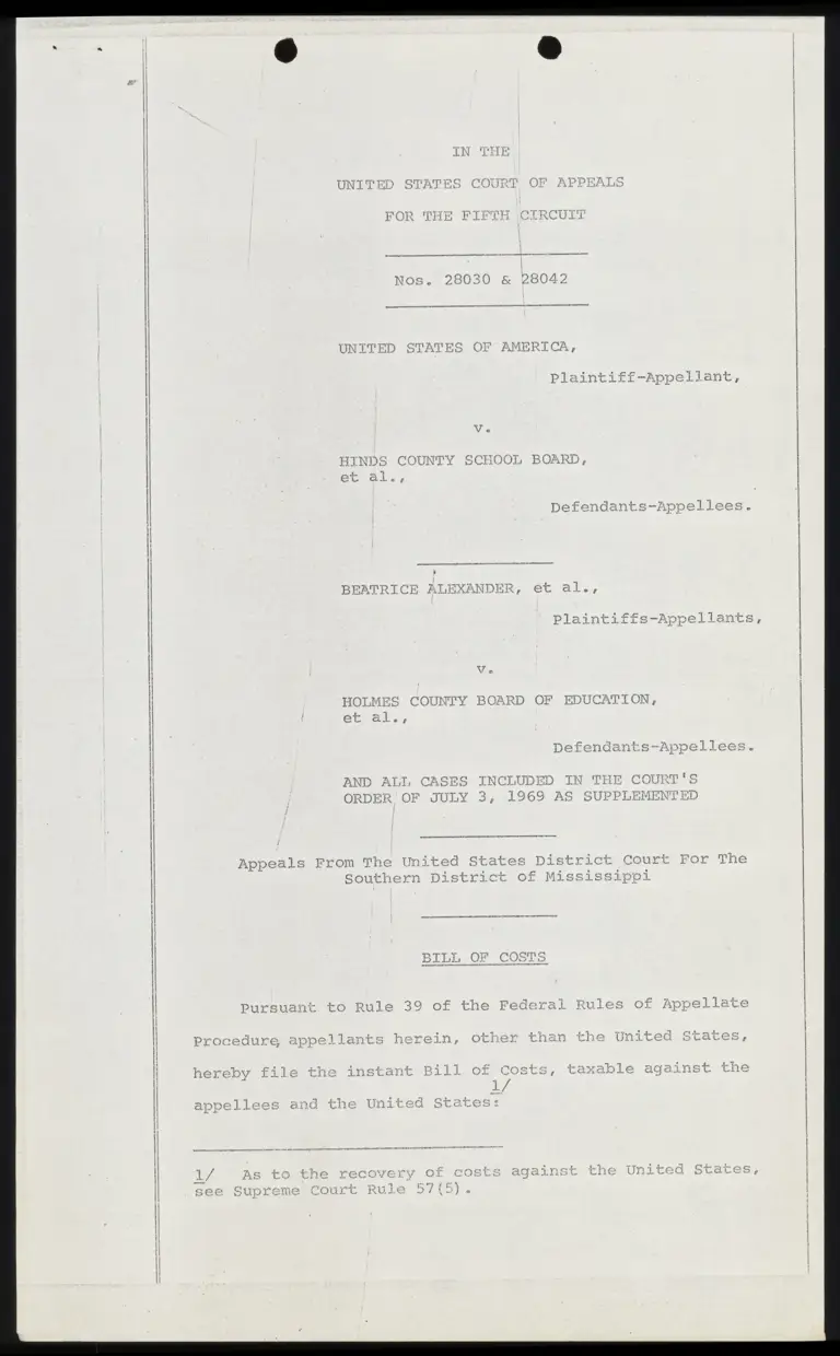 Bill of Costs preview