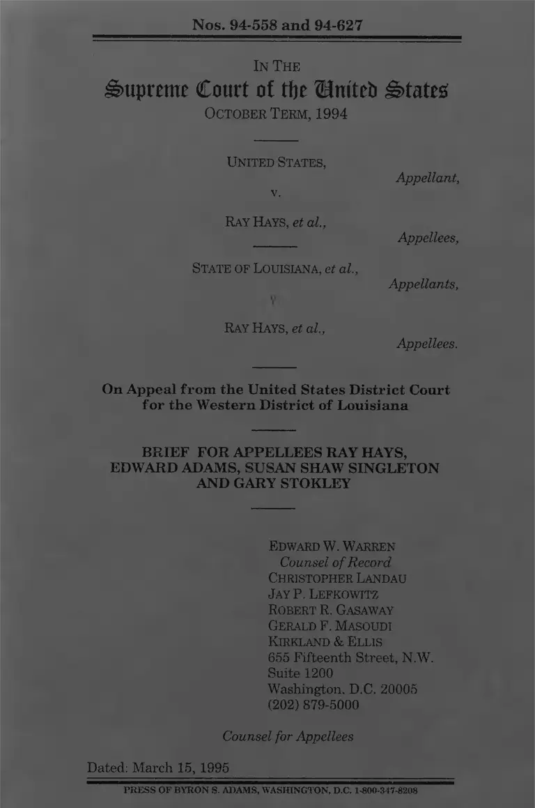 United States v. Hays Brief for Appellees preview
