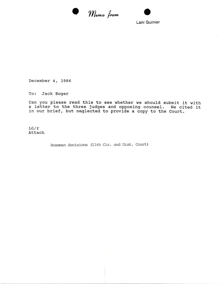Memorandum from Lani Guinier to Jack Boger preview